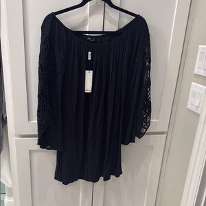 Black Women's Top with Lace Sleeves